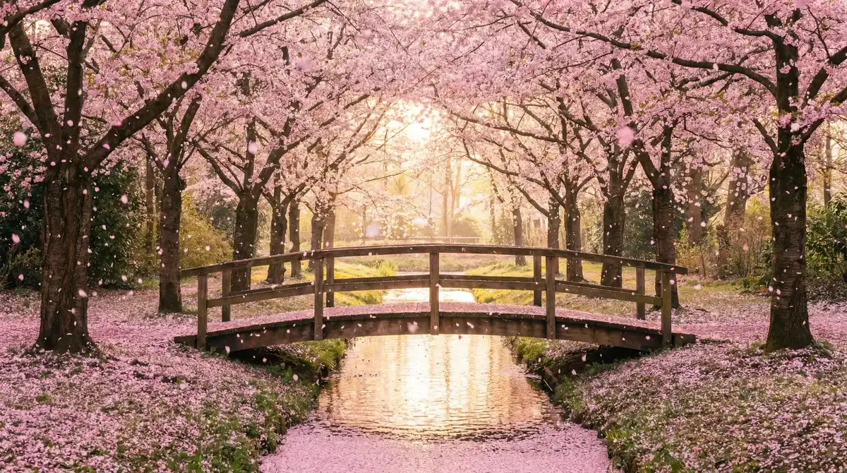 樱花桥畔 - 昼颜电影 唯美风景